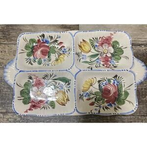 Nove Rose Italian Majolica Pottery Tray Relished Platter Hand Painted
